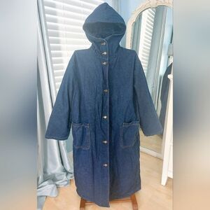 Women's Hooded Denim Long Jean Coat